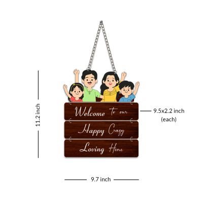 Welcome To Our Home Happy Crazy Loving Home Wall Hanging For Living Room Bedroom Home Decor Office | Gift Quotes Items House Decoration